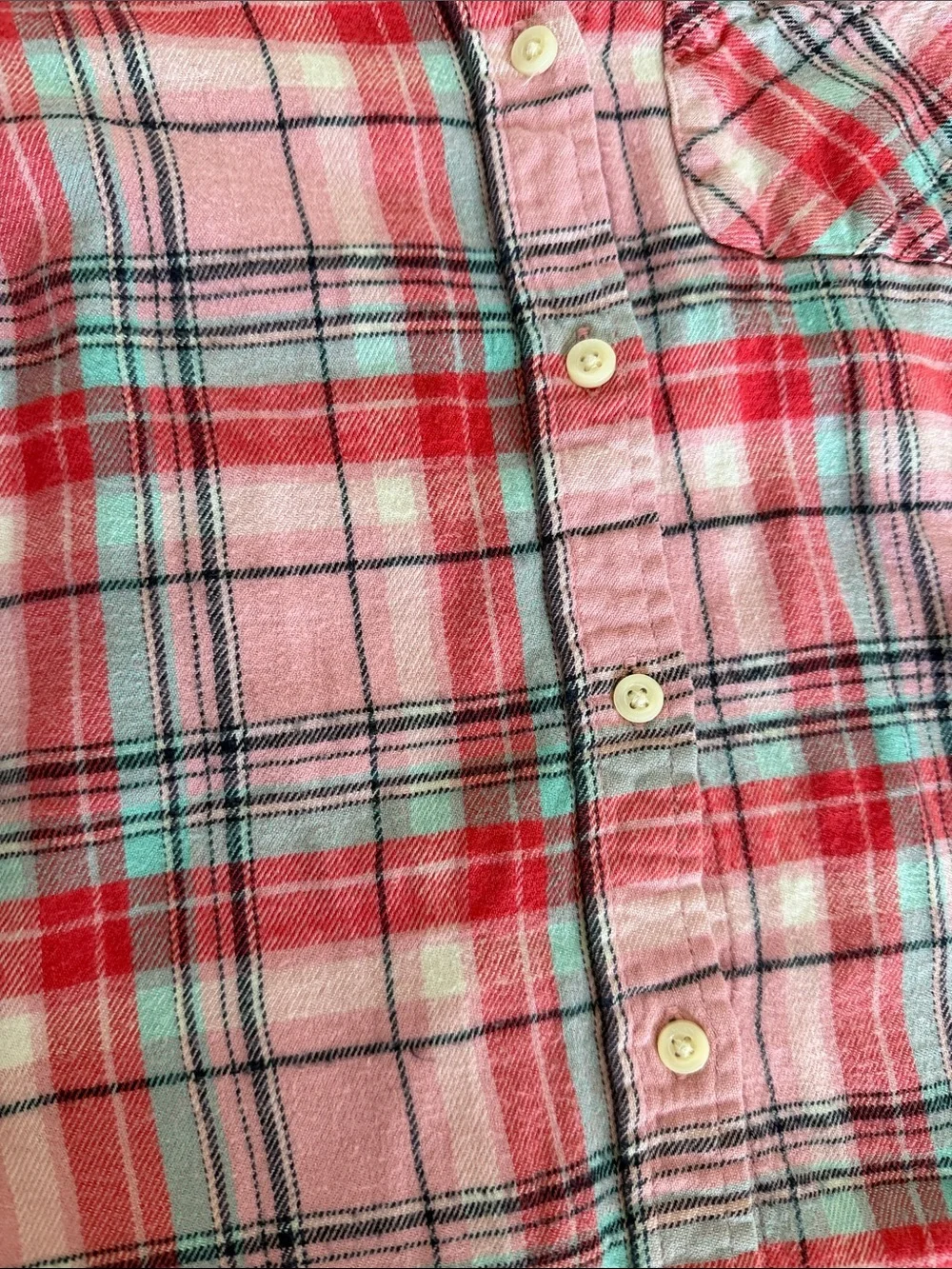 GAP Pink Red Plaid Girls Button-Down Shirt